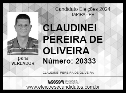 Candidato CLAUDINEI PEREIRA DE OLIVEIRA 2024 - TAPIRA - Eleições