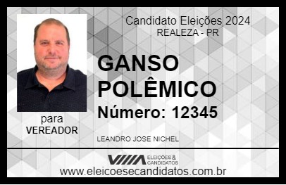 Candidato GANSO POLÊMICO 2024 - REALEZA - Eleições