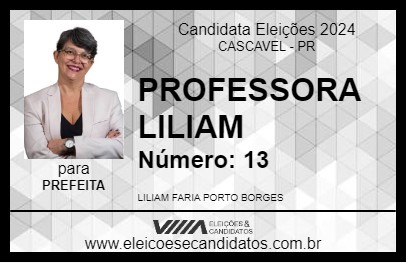 Candidato PROFESSORA LILIAM 2024 - CASCAVEL - Eleições