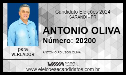 Candidato ANTONIO OLIVA 2024 - SARANDI - Eleições