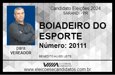 Candidato BOIADEIRO DO ESPORTE 2024 - SARANDI - Eleições