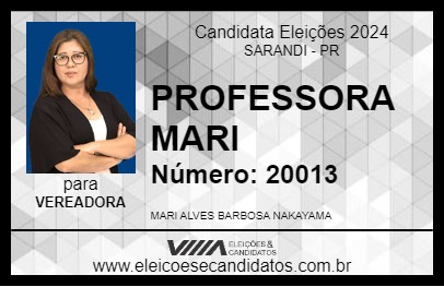 Candidato PROFESSORA MARI 2024 - SARANDI - Eleições