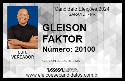 Candidato GLEISON FAKTOR 2024 - SARANDI - Eleições