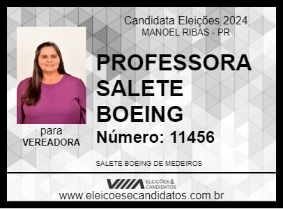 Candidato PROFESSORA SALETE BOEING 2024 - MANOEL RIBAS - Eleições