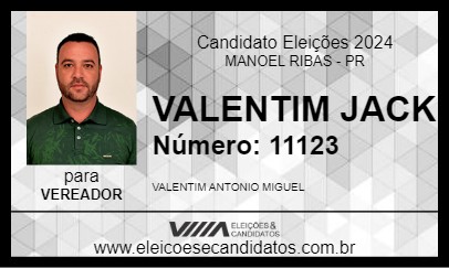 Candidato VALENTIM JACK 2024 - MANOEL RIBAS - Eleições