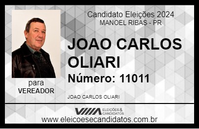 Candidato JOAO CARLOS OLIARI 2024 - MANOEL RIBAS - Eleições