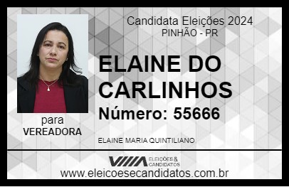 Candidato ELAINE QUINTILIANO 2024 - PINHÃO - Eleições