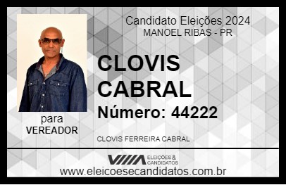 Candidato CLOVIS CABRAL 2024 - MANOEL RIBAS - Eleições