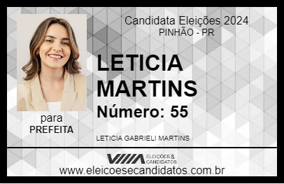 Candidato LETICIA MARTINS 2024 - PINHÃO - Eleições