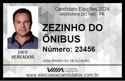 Candidato ZEZINHO DO ÔNIBUS 2024 - ARIRANHA DO IVAÍ - Eleições