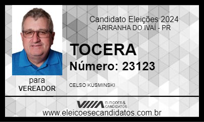 Candidato TOCERA 2024 - ARIRANHA DO IVAÍ - Eleições