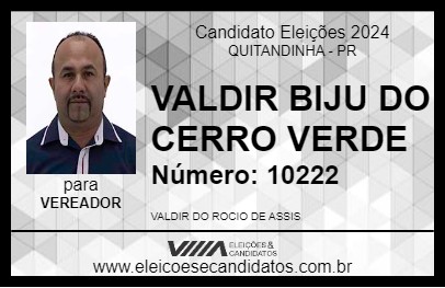 Candidato VALDIR BIJU DO CERRO VERDE 2024 - QUITANDINHA - Eleições