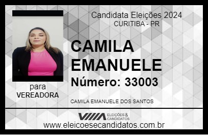 Candidato CAMILA EMANUELE 2024 - CURITIBA - Eleições