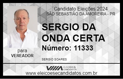 Candidato SERGIO DA ONDA CERTA 2024 - SÃO SEBASTIÃO DA AMOREIRA - Eleições