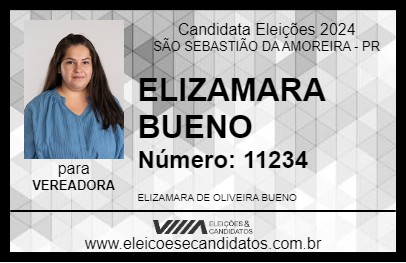 Candidato ELIZAMARA BUENO 2024 - SÃO SEBASTIÃO DA AMOREIRA - Eleições