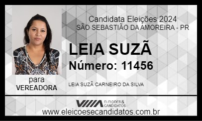 Candidato LEIA SUZÃ 2024 - SÃO SEBASTIÃO DA AMOREIRA - Eleições