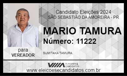 Candidato MARIO TAMURA 2024 - SÃO SEBASTIÃO DA AMOREIRA - Eleições