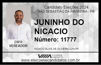 Candidato JUNINHO DO NICACIO 2024 - SÃO SEBASTIÃO DA AMOREIRA - Eleições