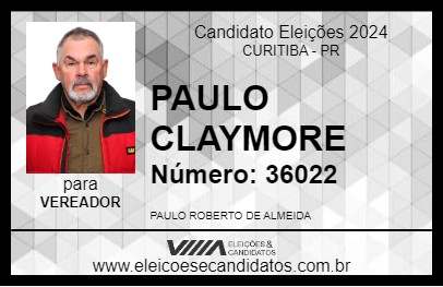 Candidato PAULO CLAYMORE 2024 - CURITIBA - Eleições