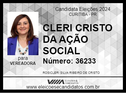 Candidato CLERI CRISTO DA  AÇÃO SOCIAL 2024 - CURITIBA - Eleições