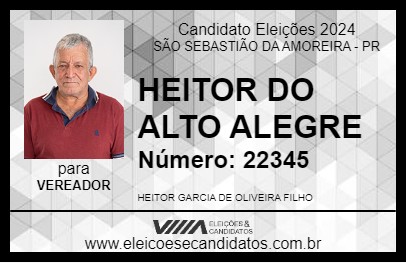 Candidato HEITOR DO ALTO ALEGRE 2024 - SÃO SEBASTIÃO DA AMOREIRA - Eleições