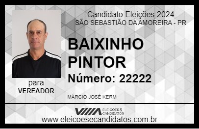 Candidato BAIXINHO PINTOR 2024 - SÃO SEBASTIÃO DA AMOREIRA - Eleições