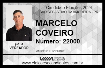 Candidato MARCELO COVEIRO 2024 - SÃO SEBASTIÃO DA AMOREIRA - Eleições