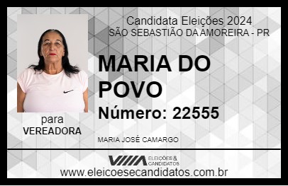 Candidato MARIA DO POVO 2024 - SÃO SEBASTIÃO DA AMOREIRA - Eleições