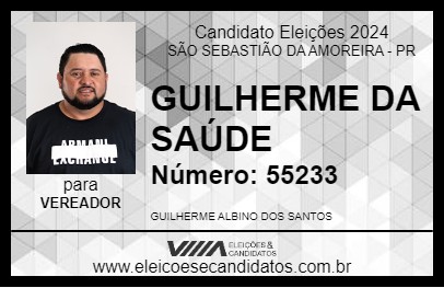 Candidato GUILHERME DA SAÚDE 2024 - SÃO SEBASTIÃO DA AMOREIRA - Eleições