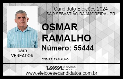 Candidato OSMAR RAMALHO 2024 - SÃO SEBASTIÃO DA AMOREIRA - Eleições