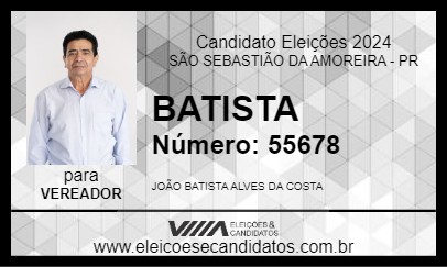 Candidato BATISTA 2024 - SÃO SEBASTIÃO DA AMOREIRA - Eleições