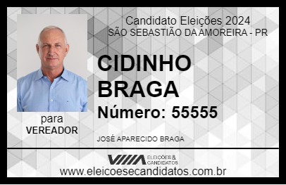 Candidato CIDINHO BRAGA 2024 - SÃO SEBASTIÃO DA AMOREIRA - Eleições