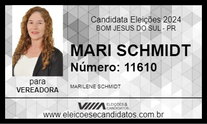 Candidato MARI SCHMIDT 2024 - BOM JESUS DO SUL - Eleições