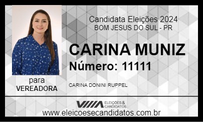 Candidato CARINA MUNIZ 2024 - BOM JESUS DO SUL - Eleições