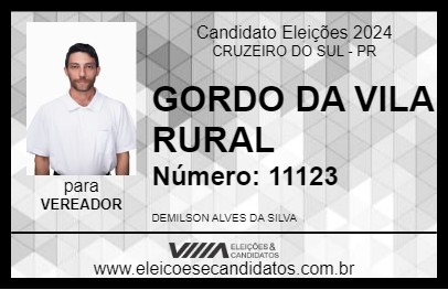 Candidato GORDO DA VILA RURAL 2024 - CRUZEIRO DO SUL - Eleições