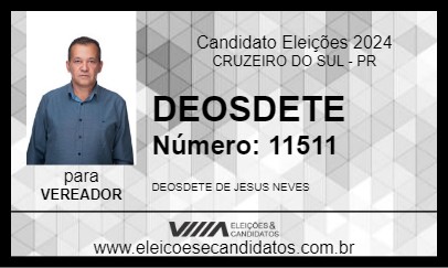 Candidato DEOSDETE 2024 - CRUZEIRO DO SUL - Eleições