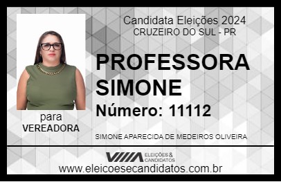 Candidato PROFESSORA SIMONE 2024 - CRUZEIRO DO SUL - Eleições