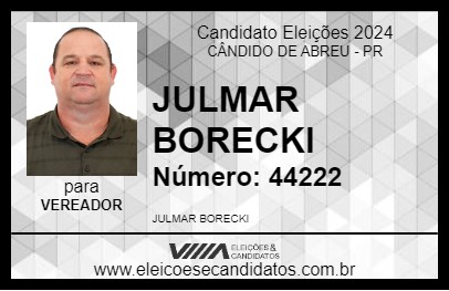 Candidato JULMAR BORECKI 2024 - CÂNDIDO DE ABREU - Eleições