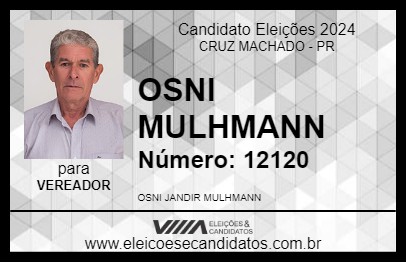 Candidato OSNI MULHMANN 2024 - CRUZ MACHADO - Eleições