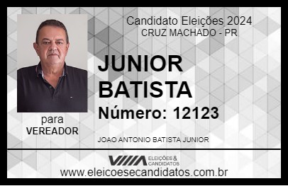 Candidato JUNIOR BATISTA 2024 - CRUZ MACHADO - Eleições