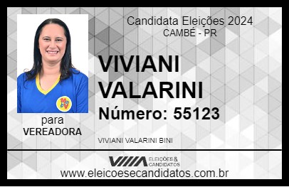 Candidato VIVIANI VALARINI 2024 - CAMBÉ - Eleições