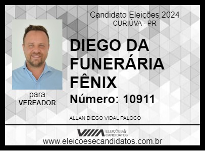 Candidato DIEGO DA FUNERÁRIA FÊNIX 2024 - CURIÚVA - Eleições