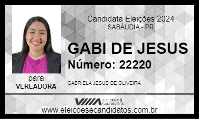 Candidato GABI DE JESUS 2024 - SABÁUDIA - Eleições