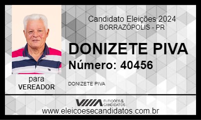 Candidato DONIZETE PIVA 2024 - BORRAZÓPOLIS - Eleições