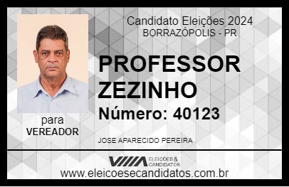 Candidato PROFESSOR ZEZINHO 2024 - BORRAZÓPOLIS - Eleições