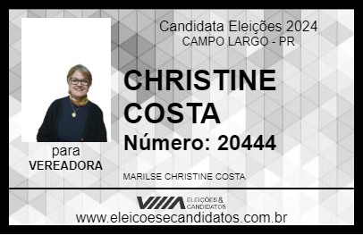 Candidato CHRISTINE COSTA 2024 - CAMPO LARGO - Eleições