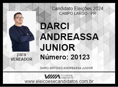 Candidato DARCI ANDREASSA JUNIOR 2024 - CAMPO LARGO - Eleições