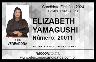 Candidato ELIZABETH YAMAGUSHI 2024 - CAMPO LARGO - Eleições