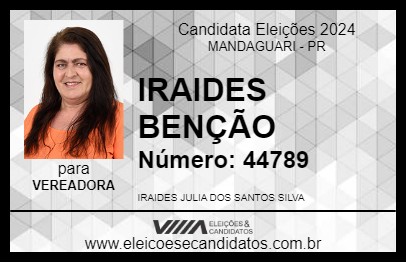 Candidato IRAIDES BENÇÃO 2024 - MANDAGUARI - Eleições