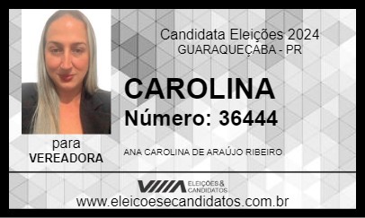 Candidato CAROLINA 2024 - GUARAQUEÇABA - Eleições